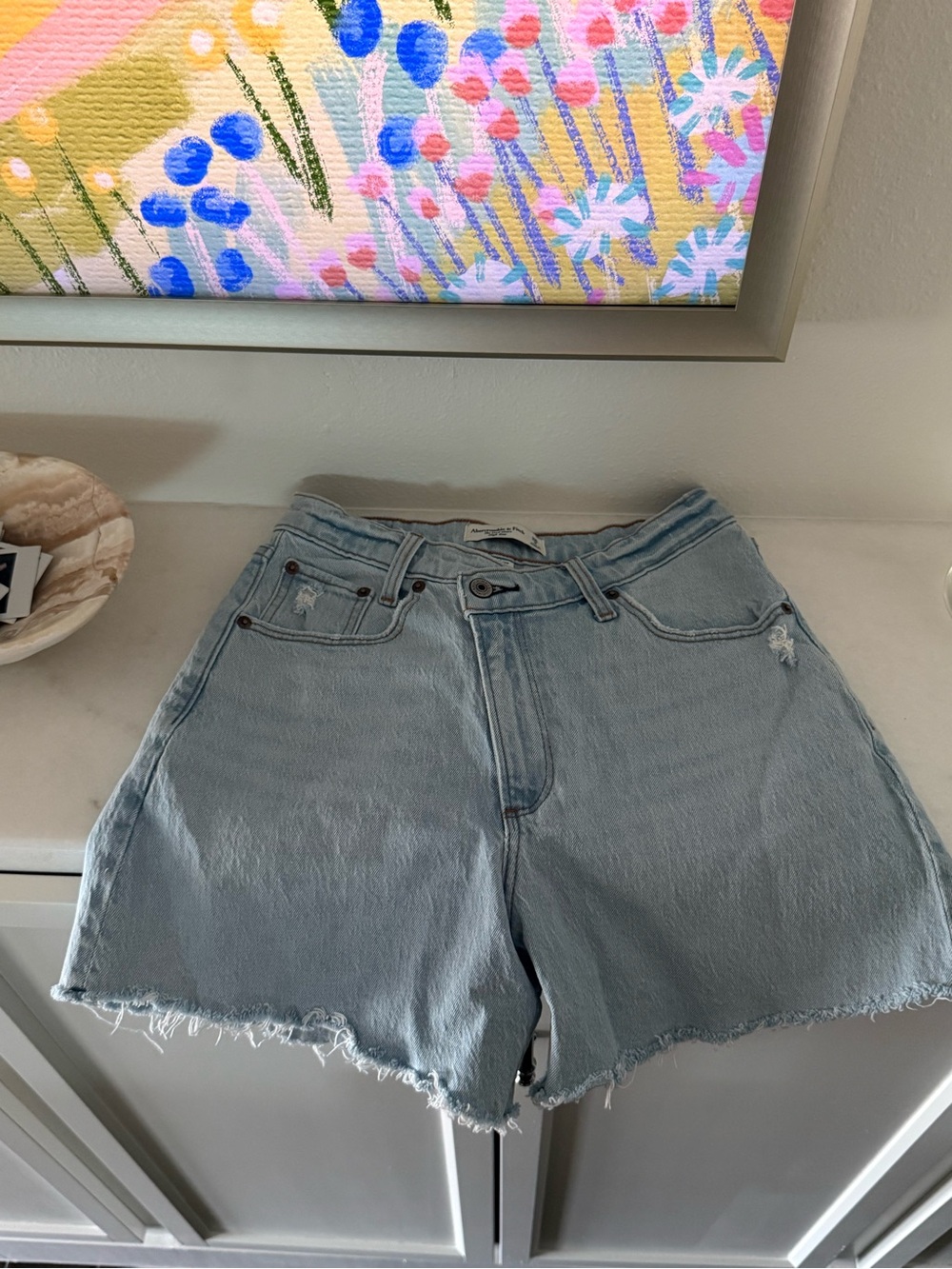 Abercrombie & Fitch Light Wash Denim Cutoff Shorts